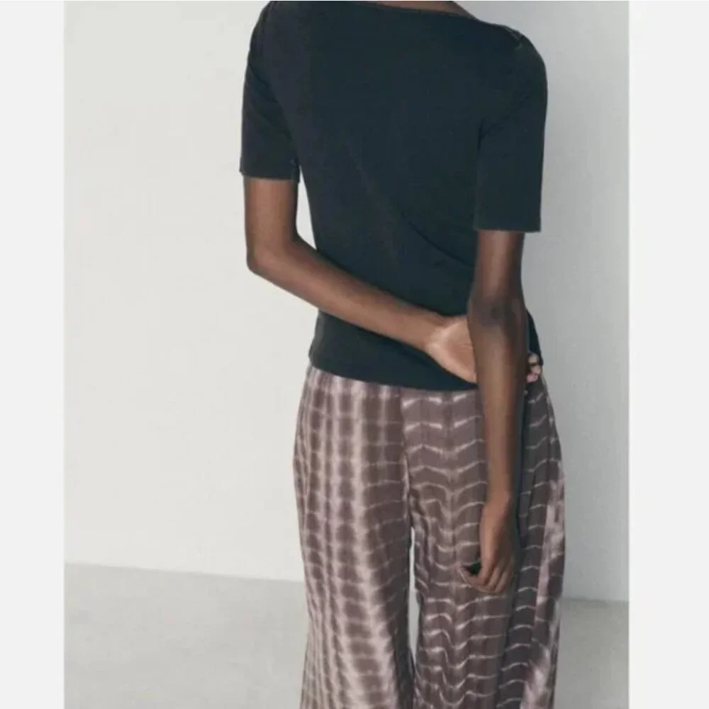 Zara Tie-Dye Wrap Trousers Linen Blend